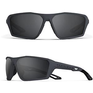 TOREGE Occhiali da sole sportivi polarizzati per Uomo Donna Donna Tiro Ciclismo Corsa Golf Occhiali da sole da pesca Lenti durevoli (Black)