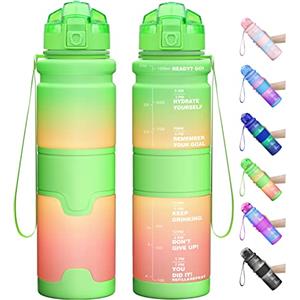 Lunidry 1L/500ML Borraccia Bambini, Senza BPA Borracce Tritan con Filtro Frutta & Indicatore del Tempo Motivazionale Borraccia Sportiva per Scuola, Ciclismo, Sport, Palestra
