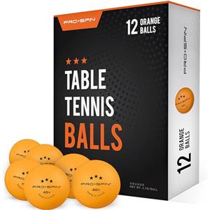 PRO-SPIN Palline Ping Pong - Arancioni 3 Stelle 40+ di Alta Qualità per Tennis da Tavolo (Arancione | Confezione da 12)
