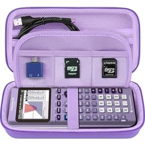 Elonbo Custodia per la calcolatrice grafica a colori Texas Instruments TI-84 Plus CE/TI-84 Plus/TI-83 Plus CE/Casio fx-9750GII, tasca extra in rete per cavo di ricarica, caricatore, manuale, viola