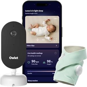 Owlet Dream Duo (3rd Gen) - Medically-Certified Smart Baby Monitor with Sock & HD Video Cam, Tracks Pulse Rate, Oxygen & Sleep, 2K HD Video, Cry & Motion Alerts, Temp Monitoring
