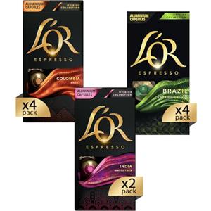 L'Or - Capsule Caffè Espresso Confezione Mista - Variety Pack Origini - 100 Capsule in Alluminio Compatibili Nespresso®* original [40 Colombia, 40 Brazil, 20 India]