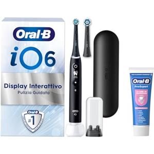 Oral-B Spazzolino Elettrico Ricaricabile iO 6N Nero, 1 Spazzolino Elettrico, 2 Testine Di Ricambio, Custodia Da Viaggio + 1 Dentifricio Oral-B Pro Expert Sensibilità, Pulizia Denti Efficace