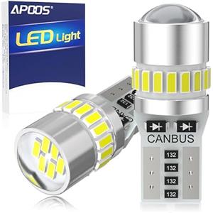 APOOS T10 W5W LED Lampadine CANBUS Sensa Errore 12V 194 168 501 24SMD per Auto Luce di Posizione Luci Targa Interne Mappa Cupola Plafoniera Cortesia Luce 6500K Bianco 2 Pezzi