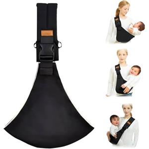 SHUOHONG Fascia Porta Bebe, Fascia Neonato, Marsupio Bambino Fino a 15 Kg, Baby Carrier, Verstellbare Schulter Babytrage, Cintura Ergonomica per Marsupio per Bambini di, Facile da Indossare (Nero)