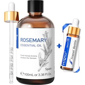 HIQILI Olio di Rosmarino per Capelli, Promuove la Crescita dei Capelli, Nutre Il Cuoio Capelluto e Previene la Caduta dei Capelli, 100ml