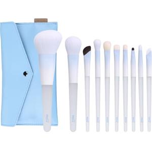 MSQ 10 Stück Set di pennelli per trucco Professionalles Set di pennelli per trucco Kristallgriff Kontur, Blush per il trucco eyeliner e ombrello con tasca (Blu chiaro)