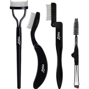 MSQ 4 Pezzi Pieghevole Pennello per Sopracciglia Spazzola per Toelettatura in Acciaio Inossidabile e Pennello per Ciglia pettine per ciglia pieghevoli con custodia inclusa