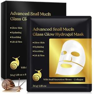 leyosger Maschera Viso Collagene Snail Mucin, Maschera Collagene Viso con Acido Ialuronico Trattamento Idratante Anti Rughe Anti Invecchiamento Serum, per Pelle Secca e Sensibile,anti-rughe, idratante (6 PCS)