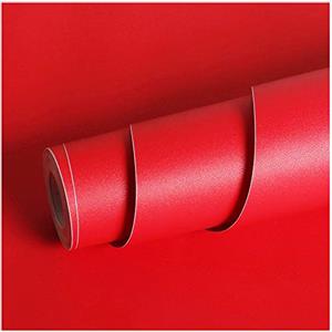 Livelynine 40CMX5M Carta da Parati Rossa Adesiva Muro Parete Rotolo Carta Adesiva per Mobili Cucina Lavabile Carte Parati Autoadesiva Impermeabile Pellicola Adesive Mobili Bambini