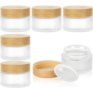 HOTUT Contenitore Cosmetico Vuoti Viaggio, 6PCS 30ML Vasetto Vuoto Contenitori Trasparente, Riutilizzabile Vasetti di Vetro Piccoli Campioni Cosmetici Vasetti Creme Vuoti per Cosmetici, Creme, Lozioni