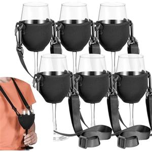 Bocguy Porta bicchieri da vino da appendere, porta bicchieri da vino per il collo, porta bicchiere da vino, portatile, con cordino, regalo per gli amanti del vino, per compleanno, matrimonio, picnic,