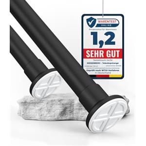 HoFactory MEISENBERG Bastone Telescopico Tenda 50-80cm, Nero Opaco, Ø 25 mm, Bastoni per Tende a Pressione per Finestre, Doccia, Terrazza e Parete Divisoria