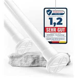 HoFactory MEISENBERG Aste per Tende Senza Forare 50-80cm, Bianco, Ø 25 mm, Bastone per Tenda a Pressione per Tendaggi, Doccia, Aperture Delle Porte e Armadio