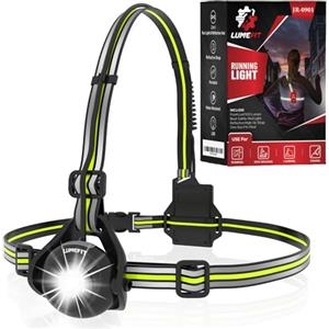 LUMEFIT Torcia Frontale Torace, Luce Pila LED Lampada Notturna Ricaricabile USB Con Angolo Regolabile Fino A 90°, Fascia Cinturino Catarefrengente Professionale Per Corsa Corridori, Jogging