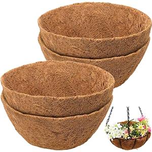 WideSmart 4 pezzi fodera per cesto appeso fodere di ricambio in fibra di cocco per cesti appesi a parete fodera in fibra di cocco naturale fodera di ricambio fodera a forma di cesto fioriera semicircolare