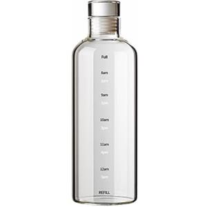 Vllcsla Bottiglia d'Acqua Vetro 1000ml, 750ml, 500 ml, Bottiglia d'Acqua Vetro a Tenuta Stagna, con Tappo, Riutilizzabile, per Vino, Bevande, Liquidi, Borosilicato Glass Bottles
