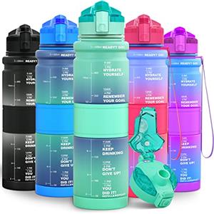 Lunidry 1L/500ML Borraccia Bambini, Senza BPA Borracce Tritan con Filtro Frutta & Indicatore del Tempo Motivazionale Borraccia Sportiva per Scuola, Ciclismo, Sport, Palestra