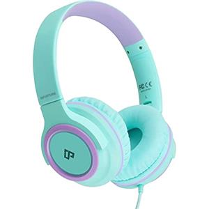 INFURTURE Cuffie per bambini con microfono per bambini, ragazzi e ragazze, limite di volume 94 dB, cuffie on-ear, cuffie cablate per adolescenti, scuola, viaggi, compatibili con cellulari, tablet, PC