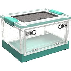 Pomurom Terrario per rettili e anfibi, scatola per terrario rettile con foro di ventilazione, scatola di raccolta rettili in plastica trasparente per lucertole, ragni, rane, ricci, criceti, rettile portatile