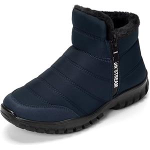 CHDDHX Stivali Uomo Invernali Impermeabili Stivali da Neve Doposci Stivaletti Fodera Pelliccia Calda Dopo Sci Scarpe da Trekking Blu 42