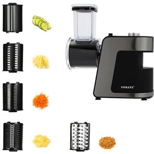 NIGORIY Grattugia Elettrica, 1000 W, Tagliaverdure Elettrica, Taglierina Per Verdure Con 10 Lame, Multifunzione Grattugia Da Cucina Spingitrice Per Alimenti