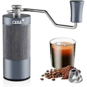 CERA+ macina caffè manuale, professionale, piccolo macinino caffè, con 90 impostazioni regolabili, macinacaffè a 10 stelle aggiornato per French Press, versamento