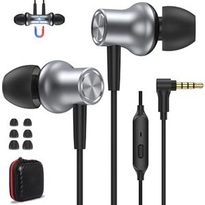 AIAUXAI Auricolari In-Ear Cuffie per Laptop PC Chromebook 90 Gradi Cuffiette con Filo e Microfono Hi-Fi Stereo Magnetico Cuffie Isolamento Acustico Jack 3,5mm per iPhone iPad Galaxy Honor Redmi per Steam Deck
