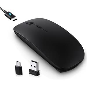 RaceGT Mouse Wireless USB C+USB A, Ricaricabile Mouse senza fili Silenzioso 2.4G ultra sottile con 2 ricevitori per PC, Laptop,IPAD, MacBook Air/Pro