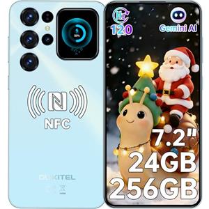 OUKITEL C68 PLUS Smartphone Android - 7.2"HD+ 120Hz Schermo Grande & 1.81" Schermo Posteriore, 24GB RAM+256GB ROM/1TB Telefono Cellulare, 64MP+8MP,6000mAh Cellulari,Dual SIM 4G/Face ID/Fingerprint/NFC