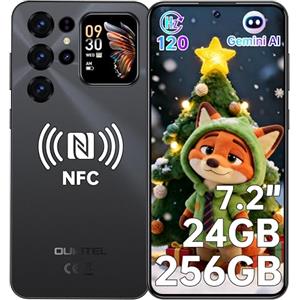 OUKITEL C68 PLUS Smartphone Android - 7.2"HD+ Schermo Grande 120Hz & 1.81" Schermo Posteriore, 24GB RAM+256GB ROM/1TB Telefono Cellulare, 64MP+8MP,6000mAh Cellulari,Dual SIM 4G/Face ID/Fingerprint/NFC