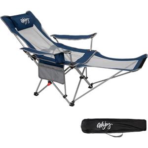 #WEJOY sedia da campeggio pieghevole 2 in 1, con schienale e poggiapiedi regolabili, poltrona relax con supporto per bevande