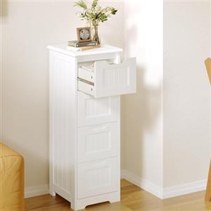 Bealife Mobile da Bagno，Cassettiera，Armadietto con 4 Cassetti, Camera, Anti-Ribaltamento,30 x 30 x 80 cm per Bagno, Soggiorno, Sala da Pranzo, Cucina, Bianco