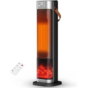 Namouk Stufetta Elettrica Basso Consumo,2000W Stufa Elettrica con Effetto Fiamma/Telecomando,3 modalità,75°Oscillazione,Timer 12H,Termostato,Protezione da Ribaltamento/Surriscaldamento,65CM Termoventilatore