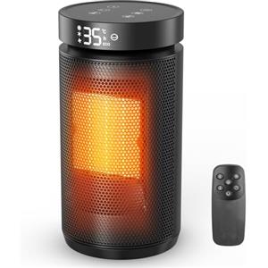 Namouk Stufetta Elettrica Basso Consumo, Termoventilatore Silenzioso con 2 livelli di potenza,Modalità ECO,Timer 12H,Termostato, Termoventilatore da Bagno Protezione da Ribaltamento & Surriscaldamento,Nero