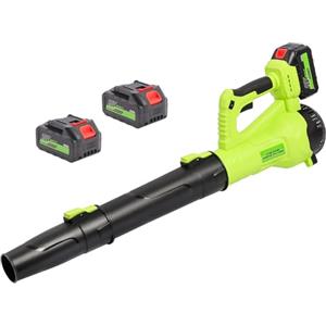 Nexalite Soffiatore a Batteria Potente 20V, 2×4.0Ah Batterie, 107MPH,243CFM Soffiatore Foglie Elettrico, 6 Velocità Regolabili, 22500 RPM, per Foglie, Giardino, Cortile,Garage, Vialetti, Balconi, Famiglie