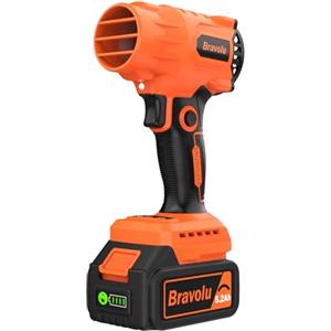 Bravolu Soffiatore a Batteria, Mini Soffiatore Foglie Elettrico, con Batteria da 5200 mAh e Caricabatteria, Velocità Aria Max 200 km/h, Regolazione Variabile Della Velocità