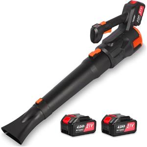 Nexalite Soffiatore a Batteria 21V,Soffiatore per Foglie con 2 Batterie 4000mAh, 3 Velocità Regolabili,119MPH,494CFM, con Tubo Dritto e Curvo per Giardino, Patio e Casa