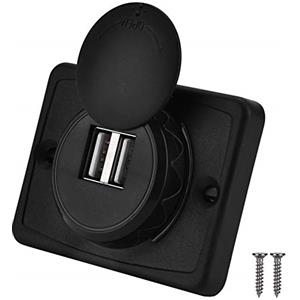 Hapivida Presa USB Auto, 3.1A 12-24V Presa di Ricarica per Caricabatterie con Porta USB ABS Doppia da Auto LED Impermeabile (Nero)