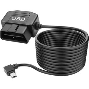 MEIRIYFA Cavo di alimentazione OBD per fotocamera Dash, OBD2 a Mini USB adattatore Hardwire cavo di ricarica con monitoraggio 24 ore e interruttore di modalità ACC, pulsante 12 V 36 V a 5 V 3 A per