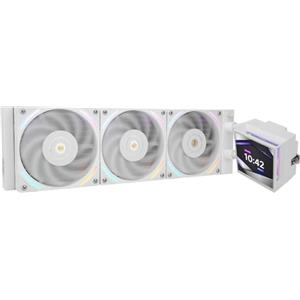 TR Hyper Vision 360 ARGB Bianco CPU AIO Cooler, sistema di raffreddamento ad acqua PC 360, schermo LCD IPS con risoluzione 480 x 480, per AM4 / AM5; pompa ad alte prestazioni a schermo Intel