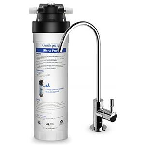 Geekpure Sistema di filtrazione dell'acqua potabile a connessione diretta ad alta capacità ultra pura a 4 stadi sotto il bancone -0.01 micron -Rimuove, piombo, cloro, cattivo gusto