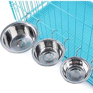 Yosoo Gancio in acciaio INOX per pappa con ciotola per cani e animali domestici, con cucciolo di cane, gatto, uccello, coniglio per l'acqua o il cibo, tazze-Supporto a gabbia, con morsetto