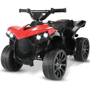 MAMIZO 6V Quad Elettrico per Bambini, Auto Elettrica per Bambini 3 km/h, Moto Elettrica con Lettore Musicale MP3, Tromba e Faro, Ricarica USB, per 3-8 Anni, 68x44x41 cm, Rosso,4 pcs ruote