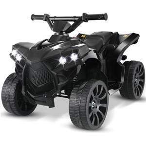MAMIZO 6V Quad Elettrico per Bambini, Auto Elettrica per Bambini 3 km/h, Moto Elettrica con Lettore Musicale MP3, Tromba e Faro, Ricarica USB, per 3-8 Anni, 68x44x41 cm, Nero,4 pcs ruote