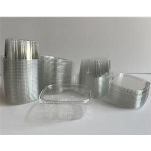 DPdantepellacani 50 Vaschette Contenitori PET (classe 1) per alimenti con Coperchio Ermetico Monouso per cibo fresco, Ristorazione e Congelamento freezer (500 ml)