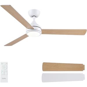 CJOY Ventilatore da Soffitto con Luce, 132cm Ventilatore da Soffitto con Luce e Telecomando, 6 Velocità, Silenzioso Reversibili, 3 Pale Bianco/Legno, Memoria 3 CCT Dimmerabile, Timer, Modalità Sleep