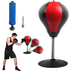DAJASD Sacco da Boxe da Tavolo con Ventose Forti, Sacco da Boxe da Ufficio, Mini Sacc da Box, Punching Ball Tavolo per Attività a Casa e in Ufficio Per Box, per Impiegati, Adulti, Bambini(Rot-Schw