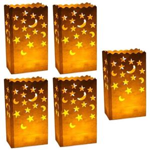 PPGGOPP Sacchetti di Luce di Carta 24Pcs Sacchetti Luminari,Sacchetti di Candela Sacchetti di Candela Resistenti,riutilizzabili,Sacchetti di Carta Decorazioni per Natale Matrimonio San Valentino