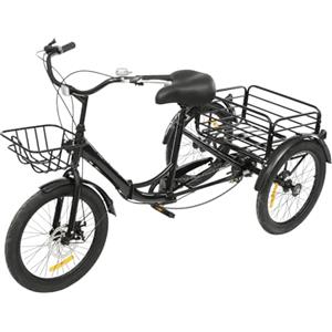 Dofanqing 20 triciclo pieghevole per adulti con 7 marce bici da città triciclo con cestino adatto per lo shopping viaggi su strade diverse (nero)